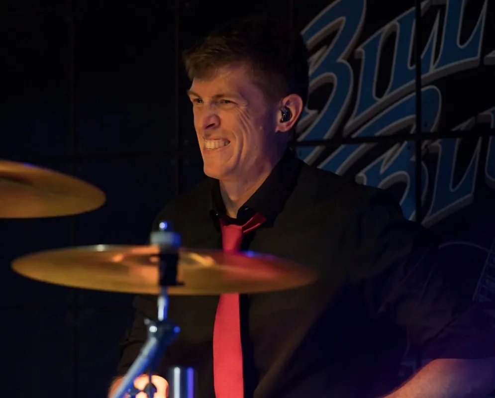 Drummer mid-song