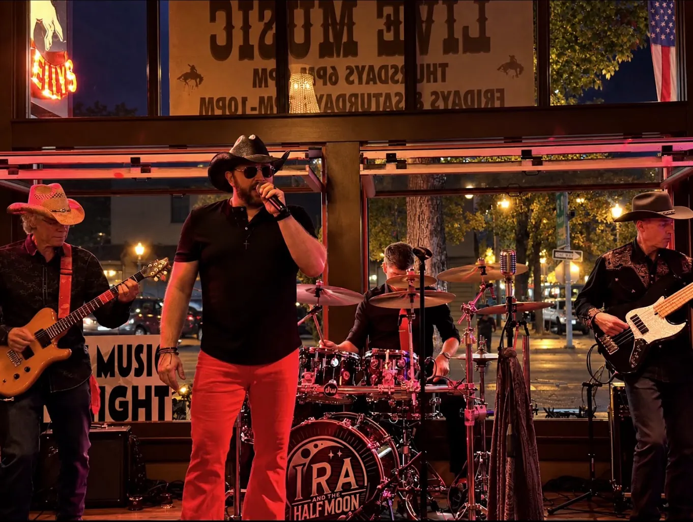 Vocalist holding a vintage microphone